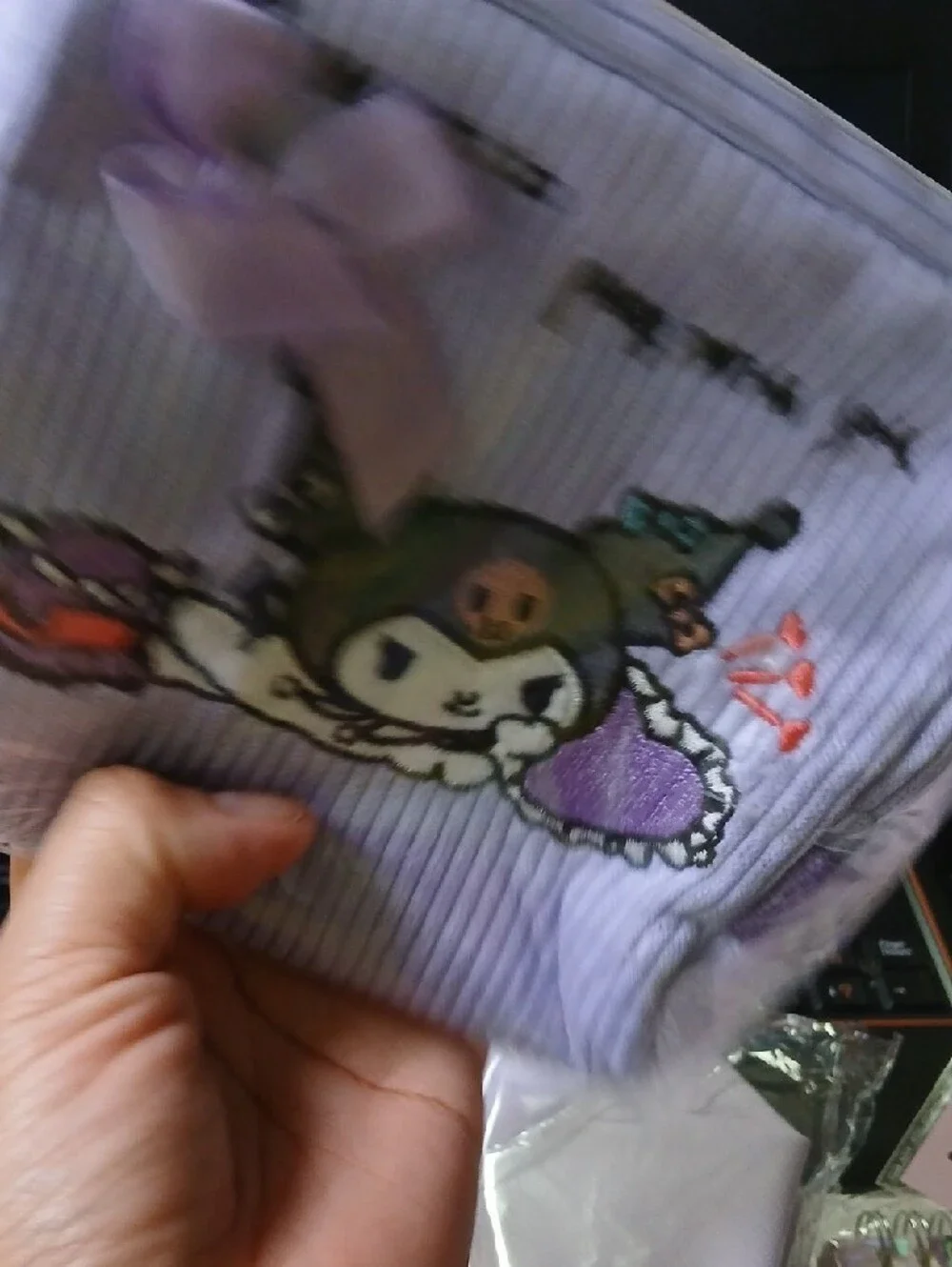 Lilac Kuromi Quilted Cosmetic Pouch with Bow